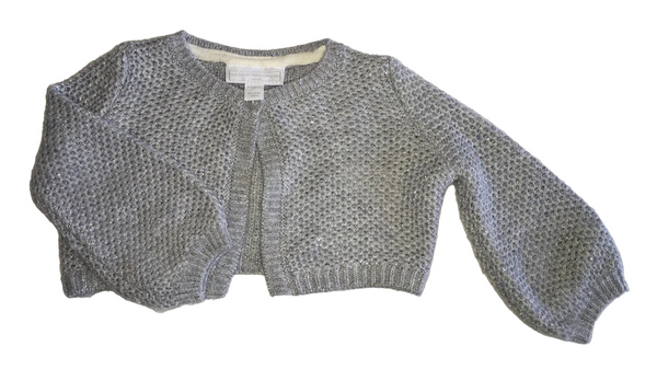 The Little White Company Silver Sparkle Soft Knit Cardigan Girls