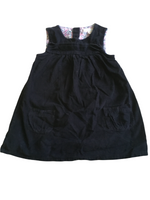 Jojo Maman Bebe Soft Needlecord Navy Blue Toddler Dress - Girls 12-18m