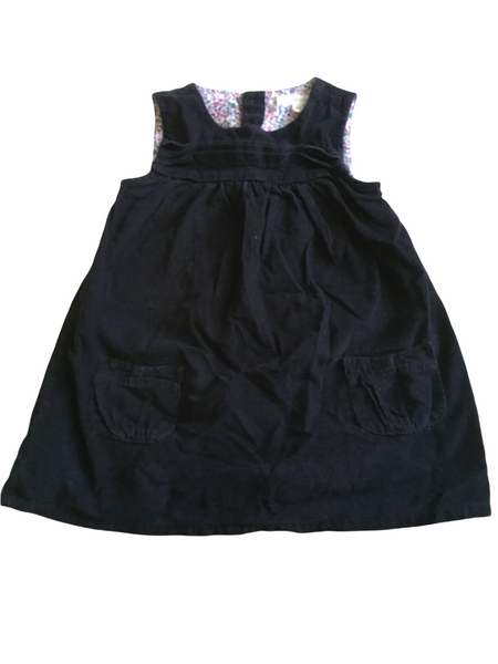 Jojo Maman Bebe Soft Needlecord Navy Blue Toddler Dress - Girls 12-18m