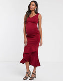 Brand New True Violet Maternity Red Bardot Maxi Fishtail Party Evening Dress - Size Maternity UK 8