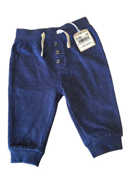 Brand New Tu Blue Button Front Stretch Baby Joggers - Boys 3-6m