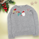 Tu Girls Grey Soft Chunky Knit Festive Garland Sequin Christmas Jumper - Girls 12yrs