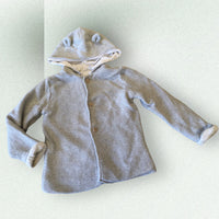 Tu Grey Knitted Hooded Jacket Cardigan Jersey Lining - Unisex 2-3yrs