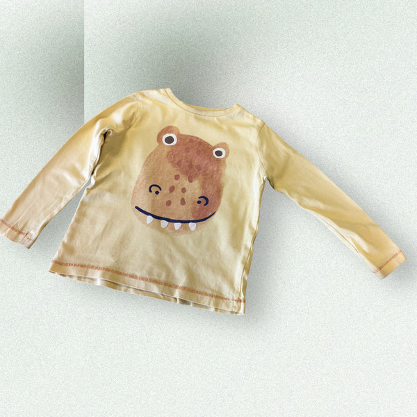 Tu Yellow Dinosaur Face L/S Top - Unisex 18-24m