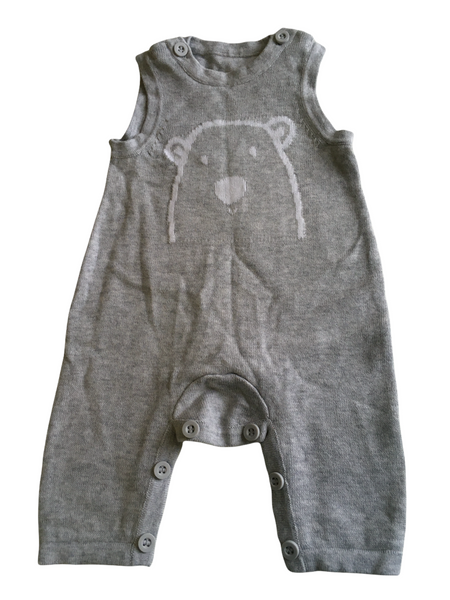 Mothercare Soft Knit Grey/White Bear Romper - Unisex Newborn