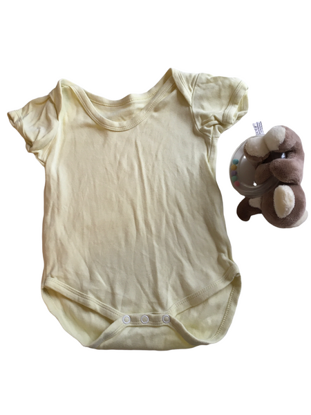 Pale Yellow 100% Cotton Baby S/S Bodysuit Unbranded - Unisex 3-6m