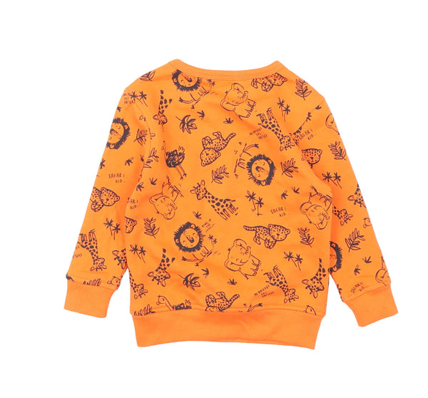 George Orange Black Safari Animals Print Jumper Unisex 12 18m