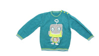 George Turquoise Knitted Jumper with Robot Design - Unisex 12-18m