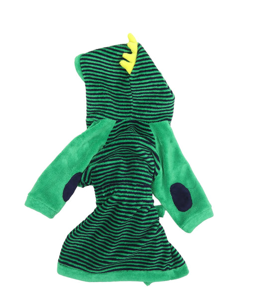 Mini Club Baby Green Striped Dinosaur Hooded Robe Dressing Gown