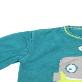 George Turquoise Knitted Jumper with Robot Design - Unisex 12-18m