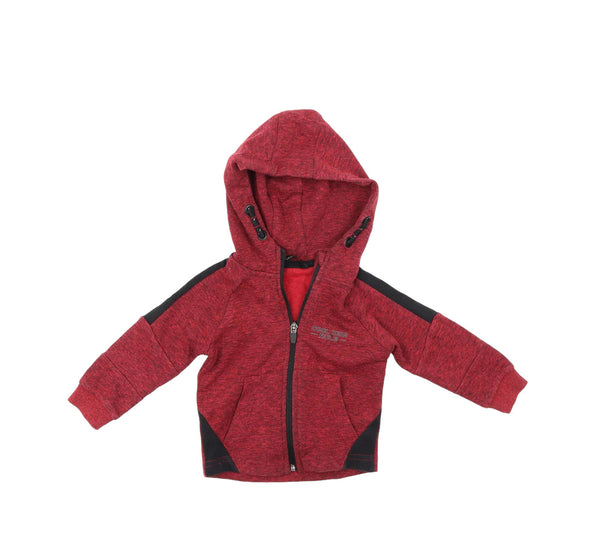 George Red Black Zip Up Hoodie Jumper with Cool Kids Motif Boys 12 18m