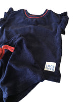 Nutmeg Better Together Navy Velour Shorts Outfit - Girls 12-18m