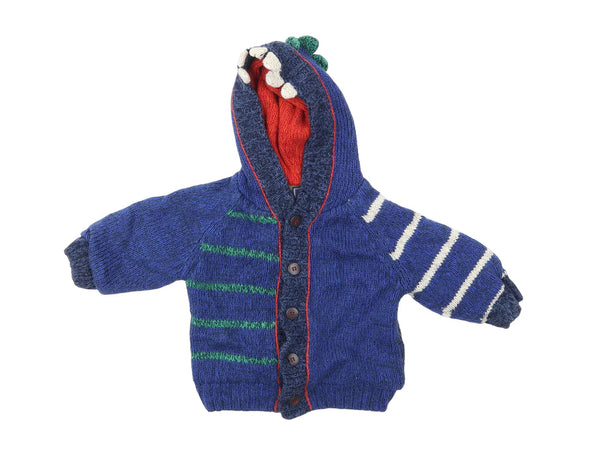 Next Blue Chunky Knitted Animal Hooded Cardigan - Boys 12-18m