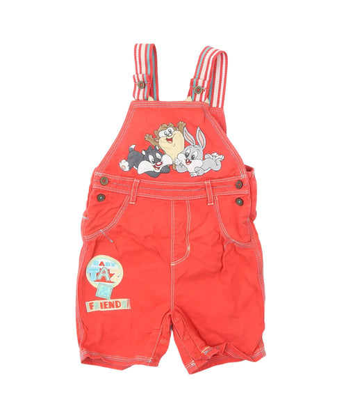 George Looney Tunes Baby Taz Red Dungarees - Unisex 12-18m