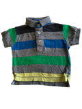 Next Boys Grey Multi Stripe Button S/S Polo Shirt - Boys 3-6m