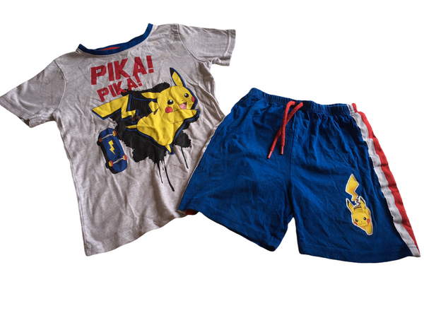 Pokemon Pika! Pika! Boys Summer Shorts Outfit - Playwear - Boys 5-6yrs