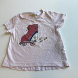 Zara Baby Girls Pink T-Shirt with Sequin Roller Skate - Girls 3-6m