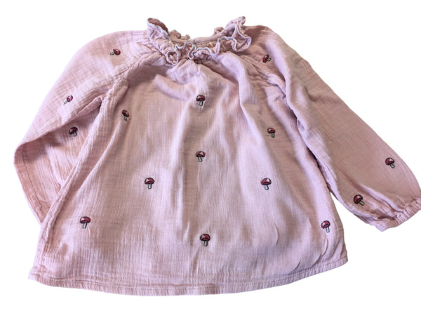 George Pink Toadstool Print Cotton L/S Top - Girls 3-4yrs 