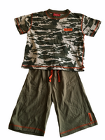 Liverpool Football Club Boys Khaki Green/Orange Army Print T-Shirt & Shorts Outfit - Boys 3-4yrs