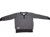 J Jeans Boys Navy & Grey Striped 100% Cotton Ribbed L/S Jumper - Boys 7-8yrs