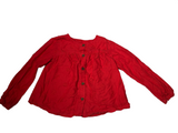 Mini Club Red Floral Embroidered Cotton Button L/S Top - Girls 3-4yrs
