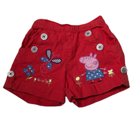 Peppa Pig Character Print Red Cotton Shorts - Girls 3-4yrs