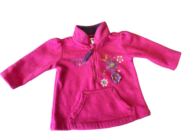 Vintage C&A Pink Winter Flower Fleece Jumper Girls 3-6m – Growth