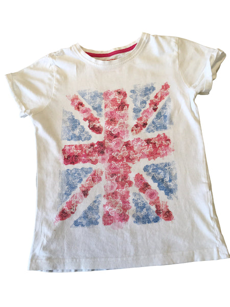 Young Dimension Union Jack Butterfly Print S/S Top - Girls 8-9yrs