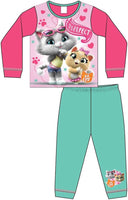 Brand New 44 Cats Official Girls Pink & Green Purrfect L/S Pyjamas - Girls 3-4yrs