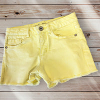 Zara Girls Bright Yellow Denim Frayed Hem Shorts - Girls 7yrs