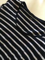 H&M Mama Navy/White Round Neck S/S T-Shirt - Size Maternity M UK 12-14