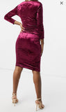 Brand New Blume London Velvet Bodycon Berry Evening Party Christmas Dress - Size Maternity UK 8 / 16