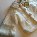 Brand New Couche Tot Designer Girls Ivory Super Soft Faux Fur Jacket with Lovely Detail - Christening / Special Occasion - Girls 2-4yrs