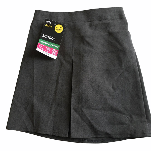 Brand New BHS Girls Grey School Skirt with Adjustable Waist - Girls 6yrs