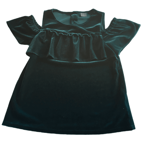Next Beautiful Green Velvet Cold Shoulder Party Top - Girls 9yrs