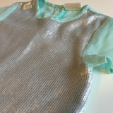 Sweet Millie Mint Green Party Top with Silver Sequin Front - Girls 5yrs