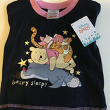 Brand New Disney Winnie The Pooh Official Girls L/S Pyjamas Beary Sleepy Navy/Pink - Girls 12-18m