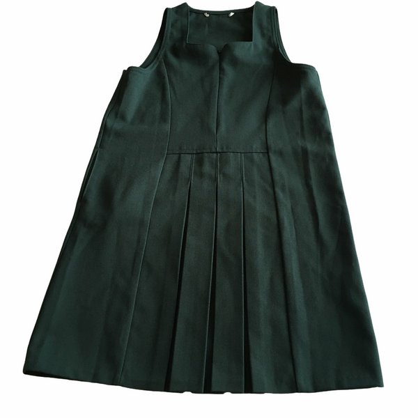 Brand New M&S Green Girls Pinafore Pleated School Dress with Zip front - Girls 5yrs