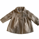 Monsoon Baby Girls Light Brown Winter Coat with Gold Lining and Bow - Girls 6-12m