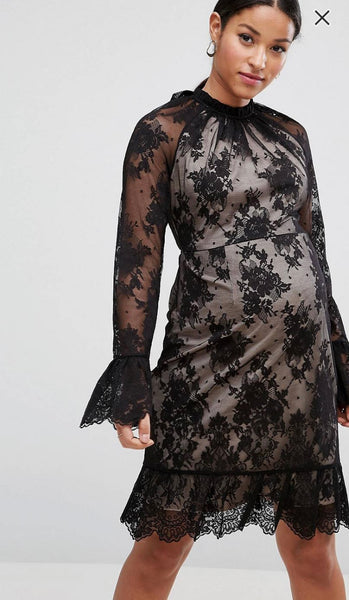 Brand New Asos Maternity High Neck Black Lace Mini Party Evening Dress Growth Spurtz Brand New Asos Maternity High Neck Black Lace Mini Party Evening Dress Growth Spurtz
