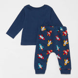 Brand New Bluezoo Baby Blue Space Rocket Top and Jogging Bottoms Set - Boys 3-6m