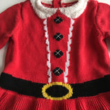 Santa Baby Girl Knitted Red Jumper Dress - Girls 3-6m