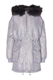 Brand New Boohoo Maternity Grey Faux Fur Trim Parka Coat - Size Maternity UK 8 / 10 / 12