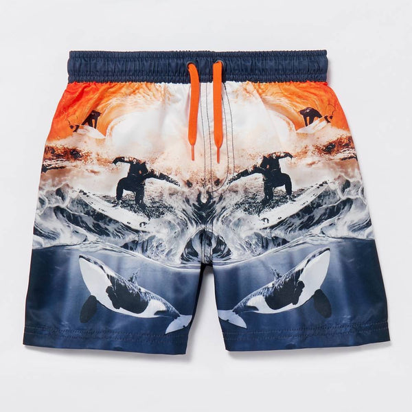 Bluezoo Boys Multicoloured Surfer Print Swim Shorts