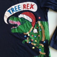 Tree Rex Boys Navy Dinosaur Christmas L/S Top - Boys 12-13yrs
