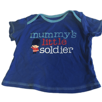 Mummy's Little Soldier Baby Boys Blue T-Shirt - Boys 3-6m