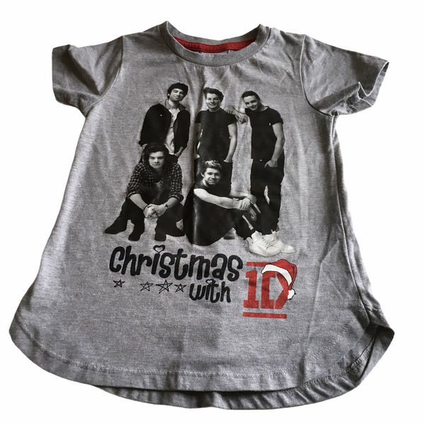 Tu Girls Christmas with One Direction Grey T-Shirt - Girls 6yrs