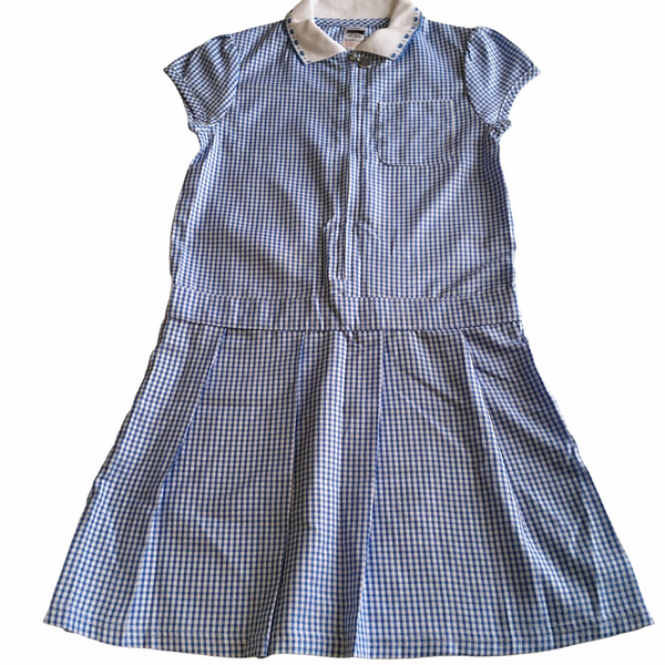 Brand New Girls Blue and White Gingham School Summer Dress - Girls 8-9yrs