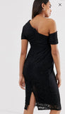 Brand New Asos Design Pleated Shoulder Lace Midi Evening Party Dress - Size Maternity UK 6 / 8