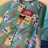 Brand New LOL Surprise! Official Girls Blue and White Fleece Onesie Zip Front with Pink Stars - Girls 3-4yrs